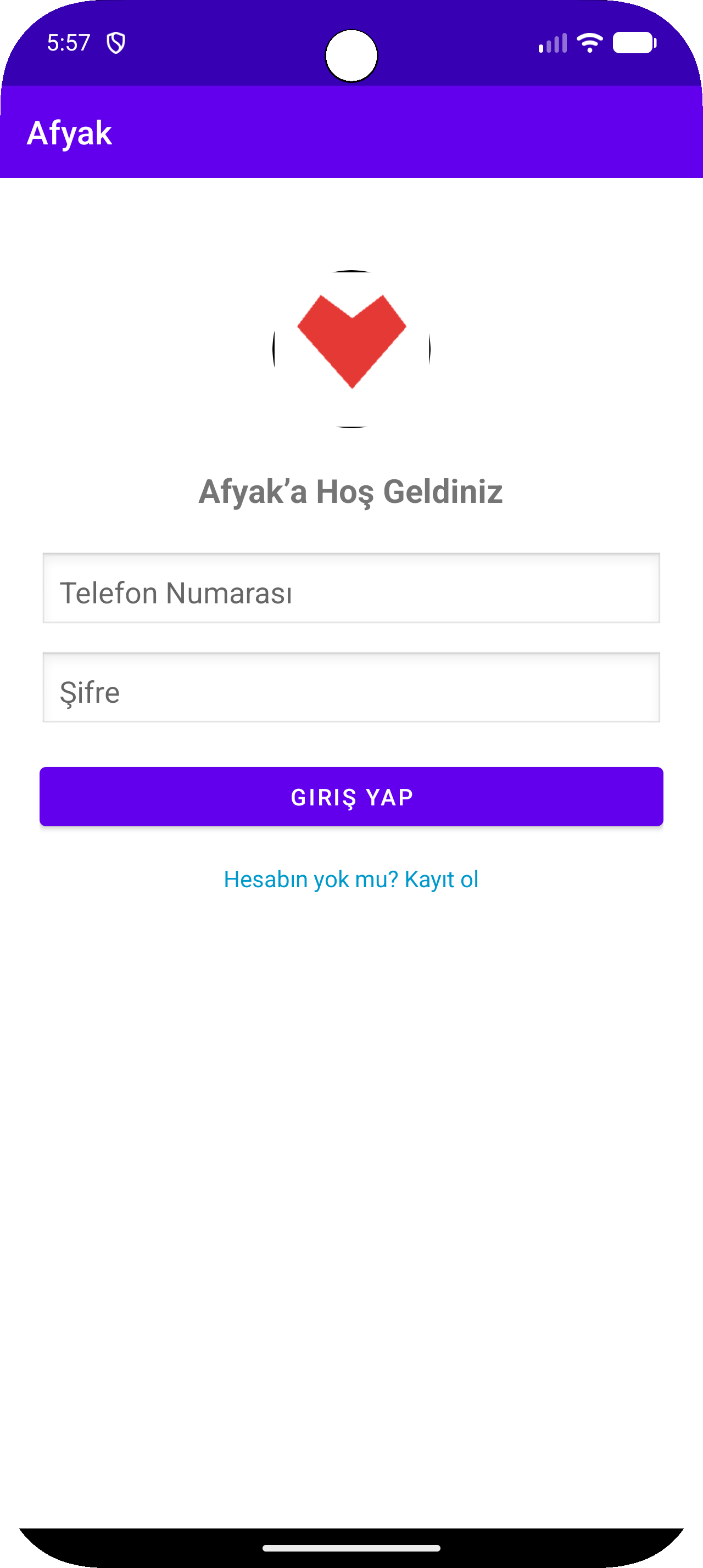 Giriş ekranı